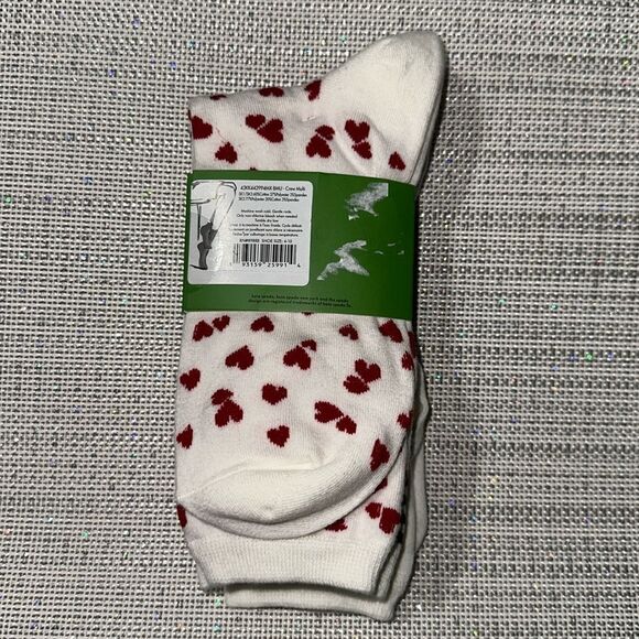 kate spade 3pk White Black Stripes Red Hearts True Love Crew Dress Socks - Picture 2 of 8